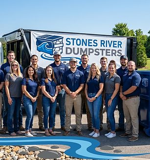 The Stones River Dumpsters team with a delivery truck