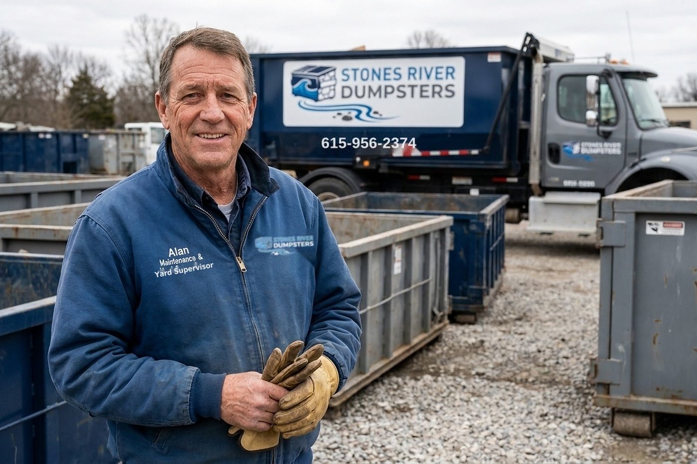 Stones River Dumpsters roll-off containers and truck at the Park Avenue yard