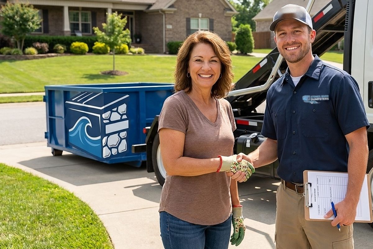 20 Yard roll-off dumpster from Stones River Dumpsters